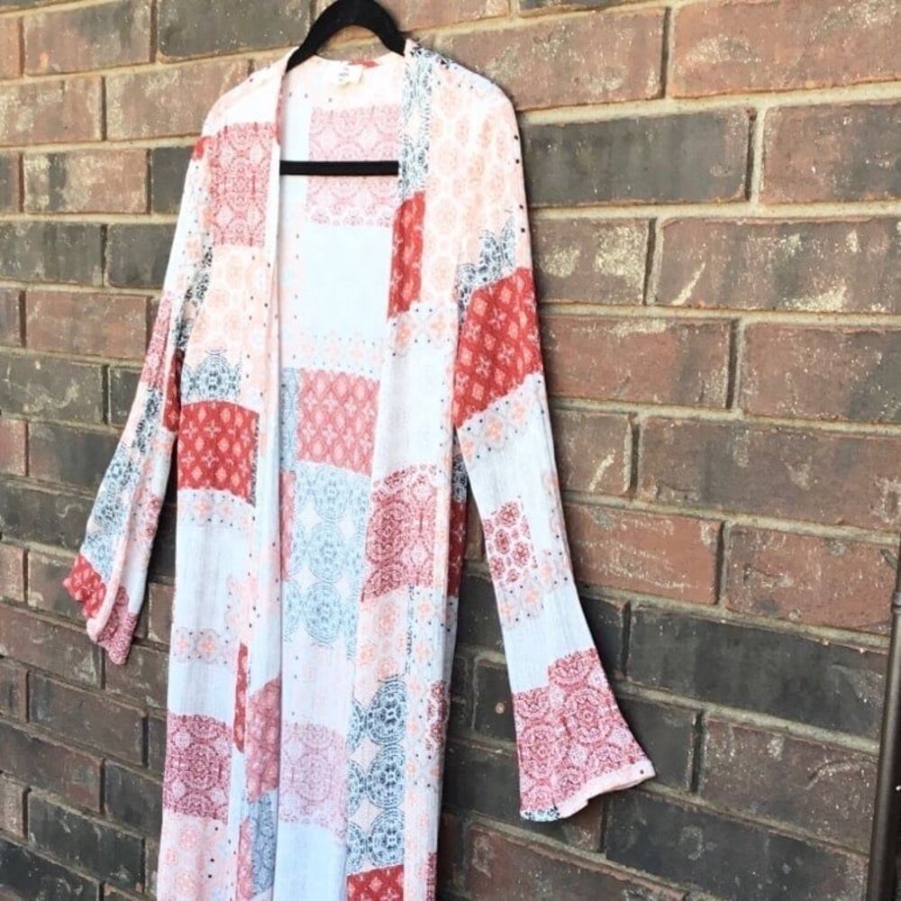 Entro patchwork open front duster cardigan coveru… - image 4